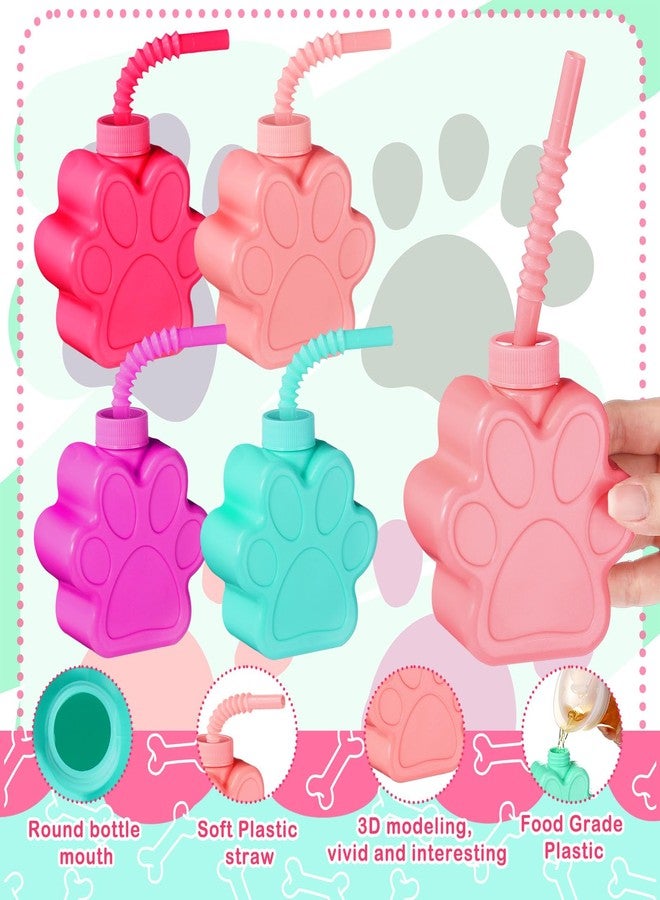 Sratte 12 Pieces 10 oz Dog Paw Cups for with Straw and Lid Dog Theme Birthday party Plastic Puppy Paw Print Drinking Cups for Pet Theme Party Supplies Decorations - Image 3